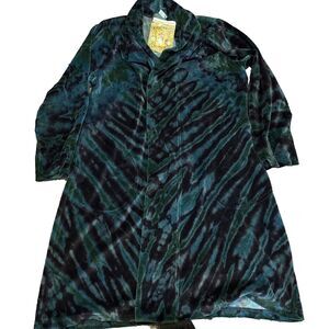 New NWT Gypsy Rose Tie Dye Velour Boho Flare Sleeve Robe Hippy Granola S/M